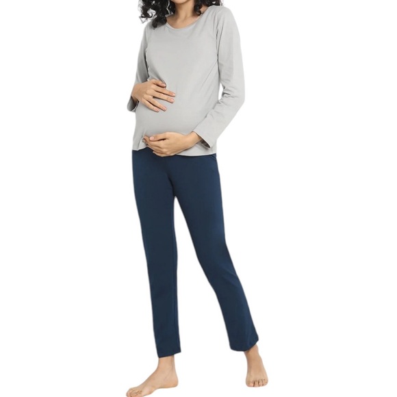 Poshglam Pants - NEW! POSHGLAM small blue comfy pull on maternity pants pockets NWT